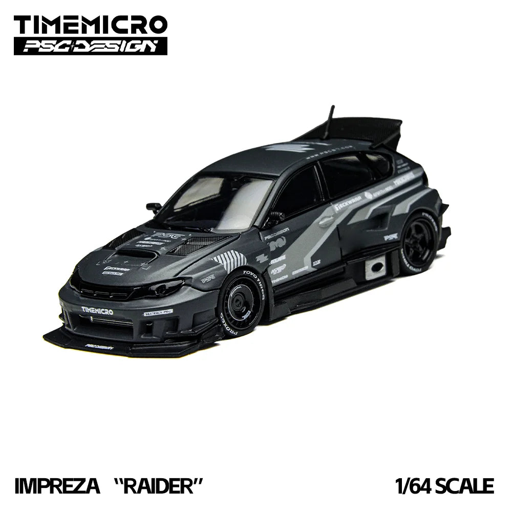 Coche a escala 1:64 Subaru Impreza gris estilo JDM, diecast de metal de colección — Don Gachapón