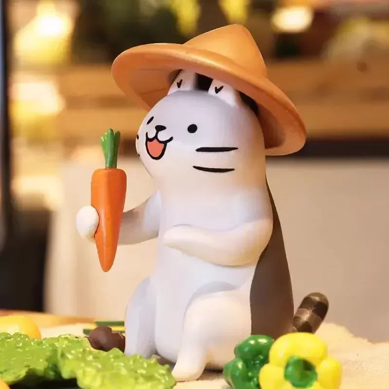 Figura coleccionable de gatito kawaii Ms Gato versión mercadillo de estilo japonés — Don Gachapón