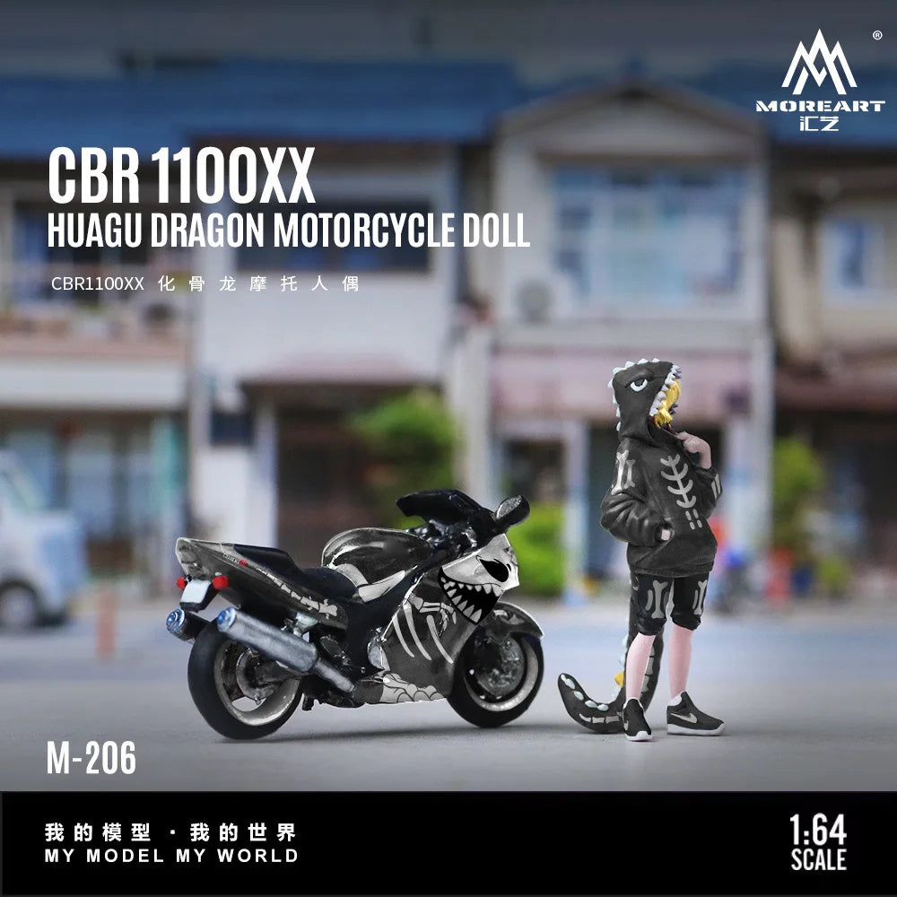 Figura de resina de chica motociclista Black Dragon BR1100XX — coche JDM a escala 1:64 (foto 4)