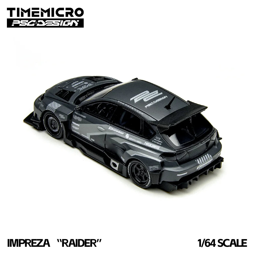 Coche a escala 1:64 Subaru Impreza gris estilo JDM, diecast de metal de colección — Don Gachapón
