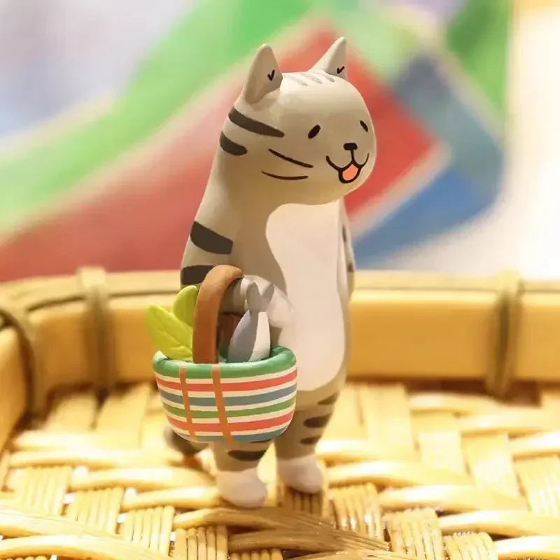 Figura coleccionable de gatito kawaii Ms Gato versión mercadillo de estilo japonés — Don Gachapón