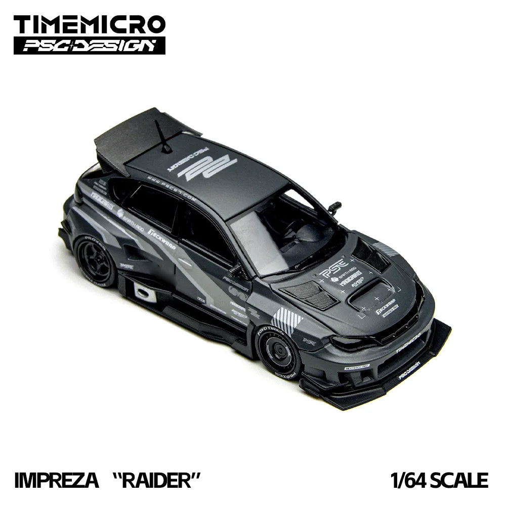 Coche a escala 1:64 Subaru Impreza gris estilo JDM, diecast de metal de colección — Don Gachapón