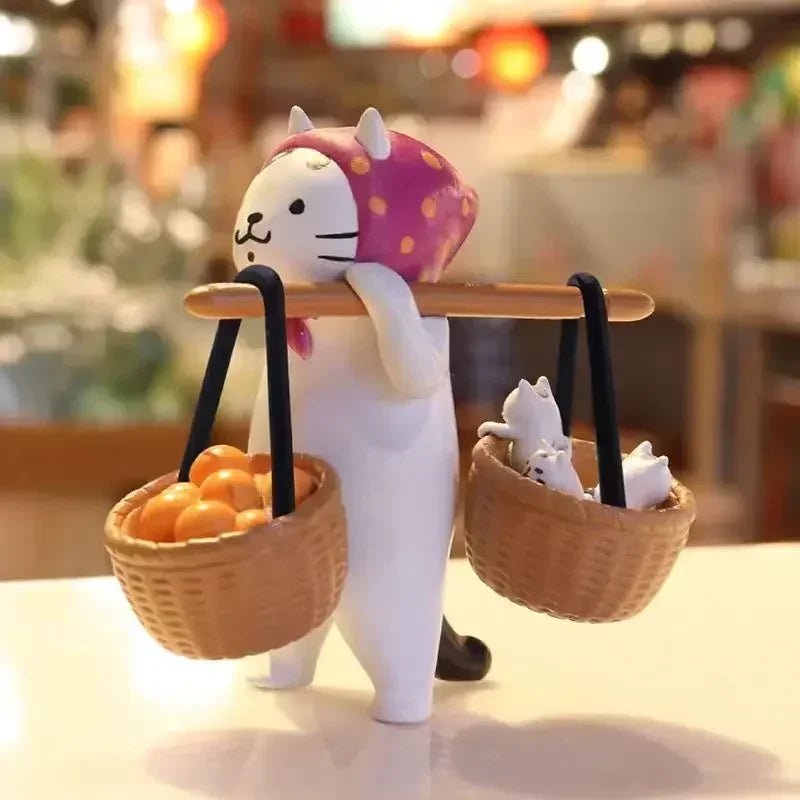 Figura coleccionable de gatito kawaii Ms Gato versión mercadillo de estilo japonés — Don Gachapón